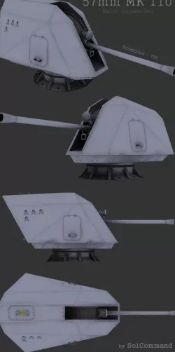 Multi purpose gun 57mm MK 110 Low-poly  3D model