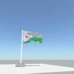 Republic of Djibouti flag 3D model