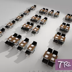 RESTAURANT TABLES AREA 3D model