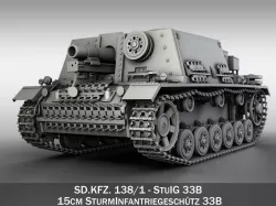 Self-propelled heavy Infantry Gun 15cm StuIG 33B  3D model