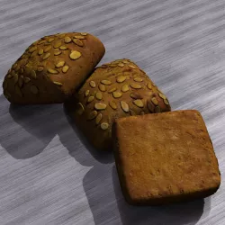 Small pumpkin seed bread Low-poly  3D model