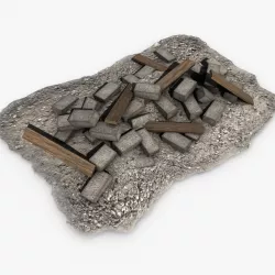 Stone Pile with planks 3D model