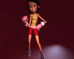 T pose rigged maya Boxer Girl  Low-poly  3D model