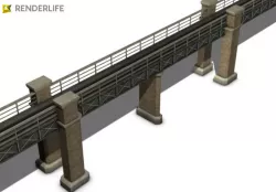 Train bridge 3D model