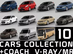 10 cars collection coach 3D model