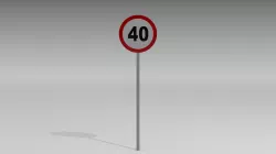 40 Speed limit sign 3D model