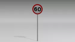 60 speed limit sign 3D model