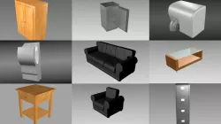 9 Object interior pack Low-poly  3D model