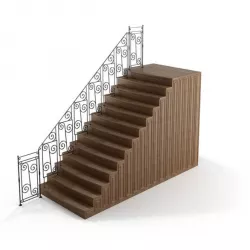 Black Railing With Brown Stairs 3D model