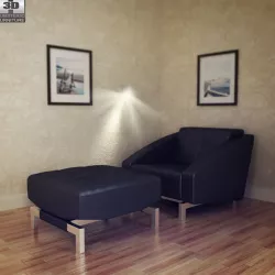Chair Convertible with Ottoman Low-poly  3D model