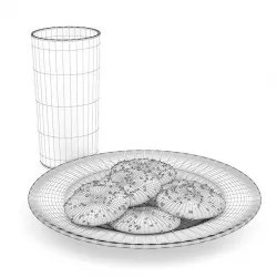 Chocolate Cookies with Milk 3D model