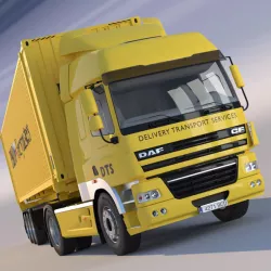 DAF CF85 with semitruck and ISO 45 ft container 3D model