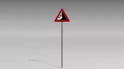 Falling rocks sign 3D model