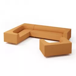 Furniture   Orange Modern Sectional Couch And Lounge Chair 3D model