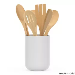Kitchen wooden tools 3D model
