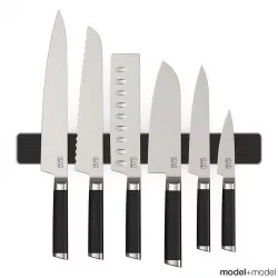 Knives set with wooden stand and wall holder 3D model