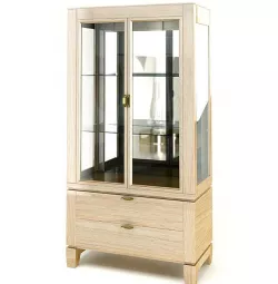 Light Beech Effect Mirror Back Display Cabinet With Drawers 3D model