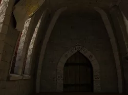 Medieval hall with arballista and a tower bridge Low-poly  3D model