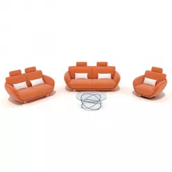 Orange Furniture Set Coach Armchair Table 3D model