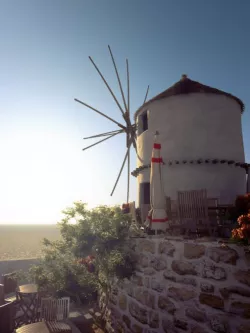 Restaurant With Windmill Scene 3D model
