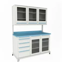 Rolling Blue And White Hospital Storage Unit 3D model
