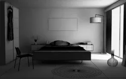 Small Bedroom With Red Bed 3D model