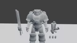 Space Marine Mk4 with Weapon Low-poly  3D model