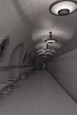 Spacious Tram Station 3D model