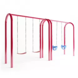 Swing Set With Two Baby Swings And Regular Swings 3D model