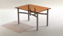 The table is a combination of stainless steel and glass.