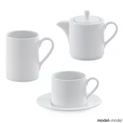 White ceramic tea collection 3D model