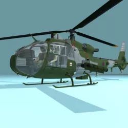 Gazelle British Army helicopter Low-poly  3D model
