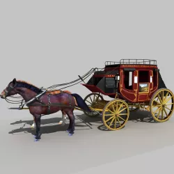 Horse and Carriage 01 3D model