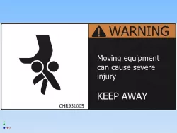 LABEL, WARNING MOVING EQUIPMENT, 5.0 X 2.5