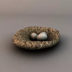 Nest with eggs Low-poly  3D model