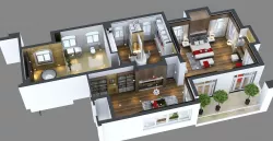 Photoreal bedroom floor Apartment 3D model