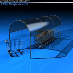 Shopping carts with cover 3D model