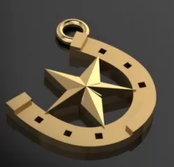 Western Horseshoe Pendant Charm Jewelry w Texas Star  3D model