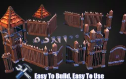 Wooden Fortress Builder Pack Low-poly  3D model