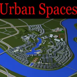 Cityscape with Pond and Lake 3D model