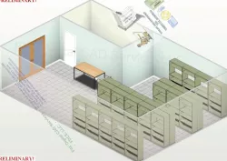 Storage Area with Desk Chair and Racks
