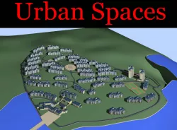 Urban City Design with Blue Decor Houses 3D model