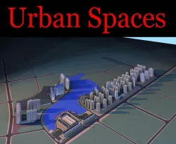 Urban Cityscape with Lake 3D model