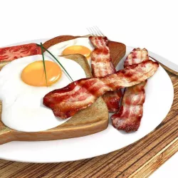 Bacon egg toast and tomato breakfast 3D model