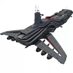 Black SciFi Frigate Spaceship 3D model