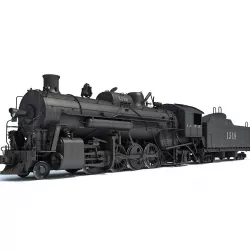 Black Steam Locomotive 3D model