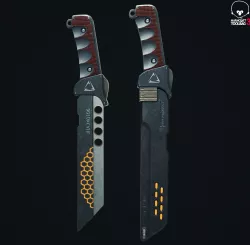 futuristic Knife sword for game Low-poly  3D model