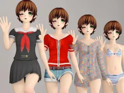 Hinata anime girl pose 1 3D model