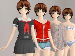 Hinata anime girl pose 2 3D model