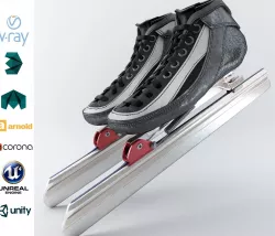 Leather Long Track Speed Skate Low-poly  3D model